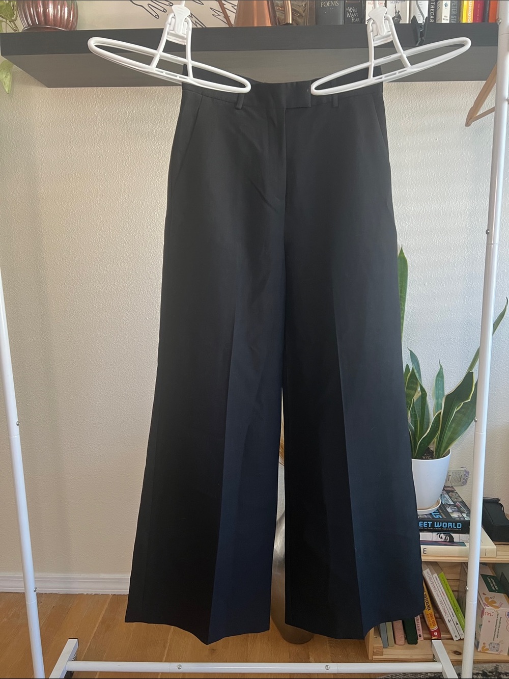 Mango Black Wide-Leg High-Rise Trousers | Women’s size 6